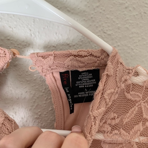 NWT Fitted Fire Los Angeles Lacy Pink Dress Size L - Picture 6 of 8